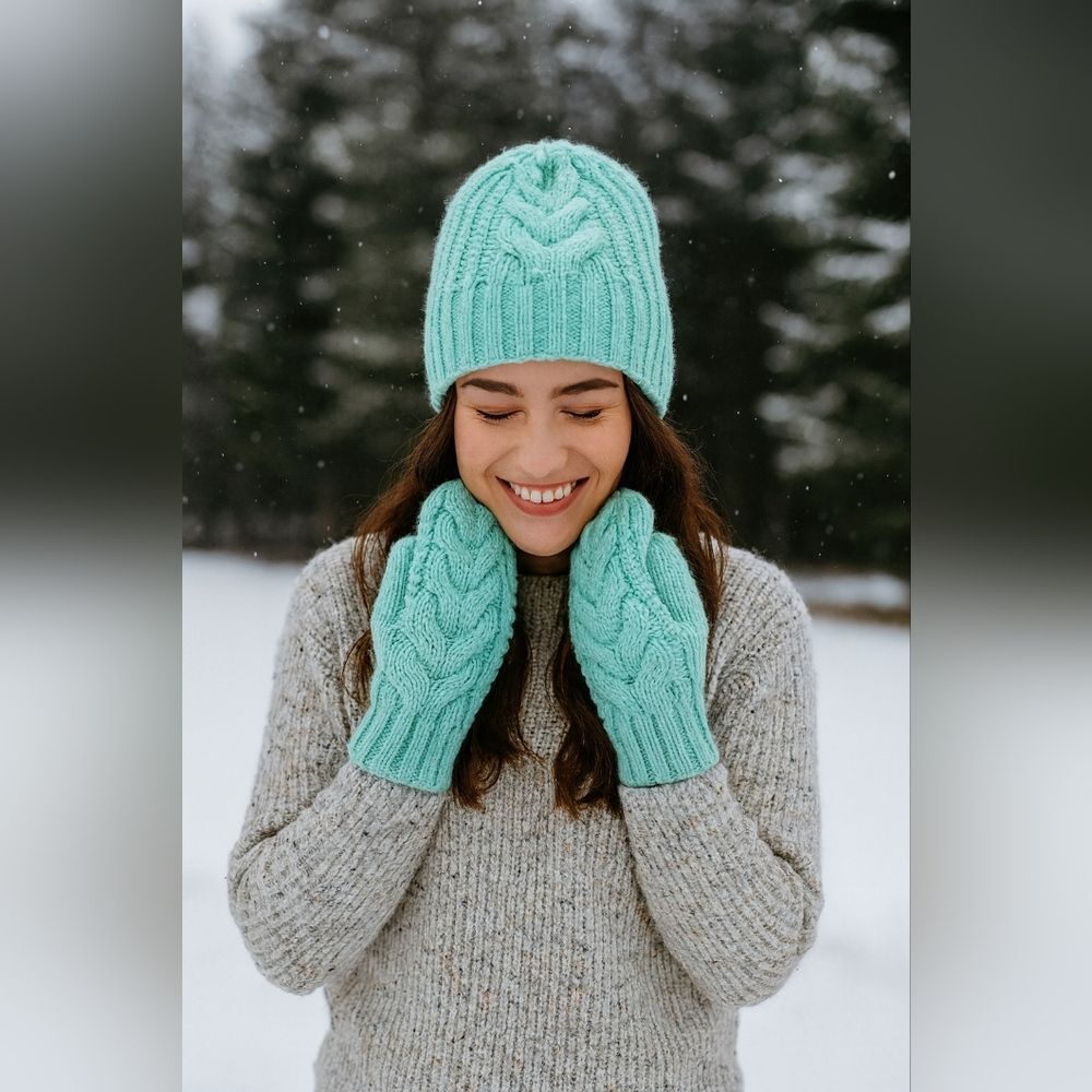 Unisex Toboggan Turquoise Hat Beanie Women's Men's Crochet Winter OSFM Headwear
